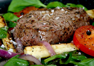 Steak with vegetable salad